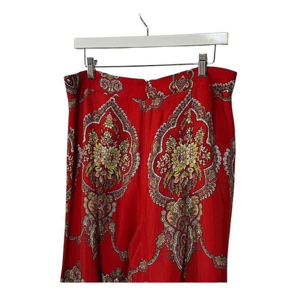 ANTHROPOLOGIE ETT: TWA WOMENS SIZE 12 MANON PAISLEY HIGH RISE WIDE LEG PANTS RED - Picture 7 of 12